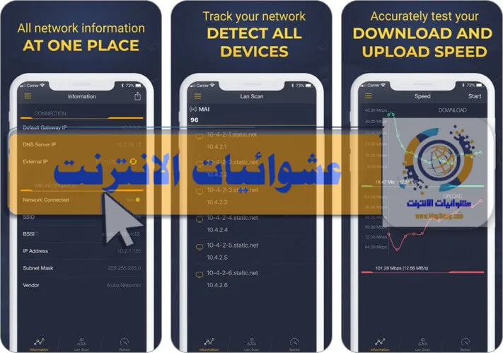 تطبيقات محلل WiFi لـ iPhone و iPad, أفضل تطبيقات تحليل شبكات الواي فاي لـ iPhone و iPad, تطبيقات مراقبة وتشخيص شبكات الواي فاي لأجهزة iOS, أدوات محلل WiFi لأجهزة iPhone و iPad, تطبيقات قياس سرعة الإنترنت لأجهزة iOS, تطبيقات تحليل قوة الإشارة لـ iPhone و iPad, تطبيقات اكتشاف الأجهزة المتصلة بالواي فاي لأجهزة iOS, تطبيقات تحسين أداء شبكات الواي فاي لأجهزة iPhone و iPad, تطبيقات اختبار الشبكة اللاسلكية لـ iPhone و iPad, تطبيقات تحليل وتوجيه الإشارة اللاسلكية لأجهزة iOS.